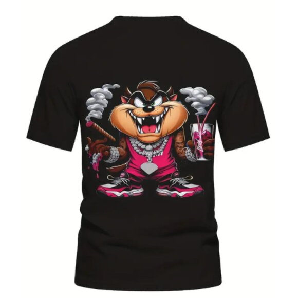 Men's Summer 3D Cartoon Graphic Print Crew Neck Short Sleeve T-Shirt - Picture 4 of 4